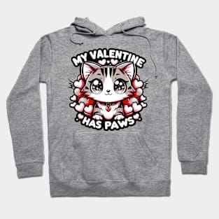 My Valentine Has Paws Valentine_S Day Girls Cute Anime Cat Hoodie